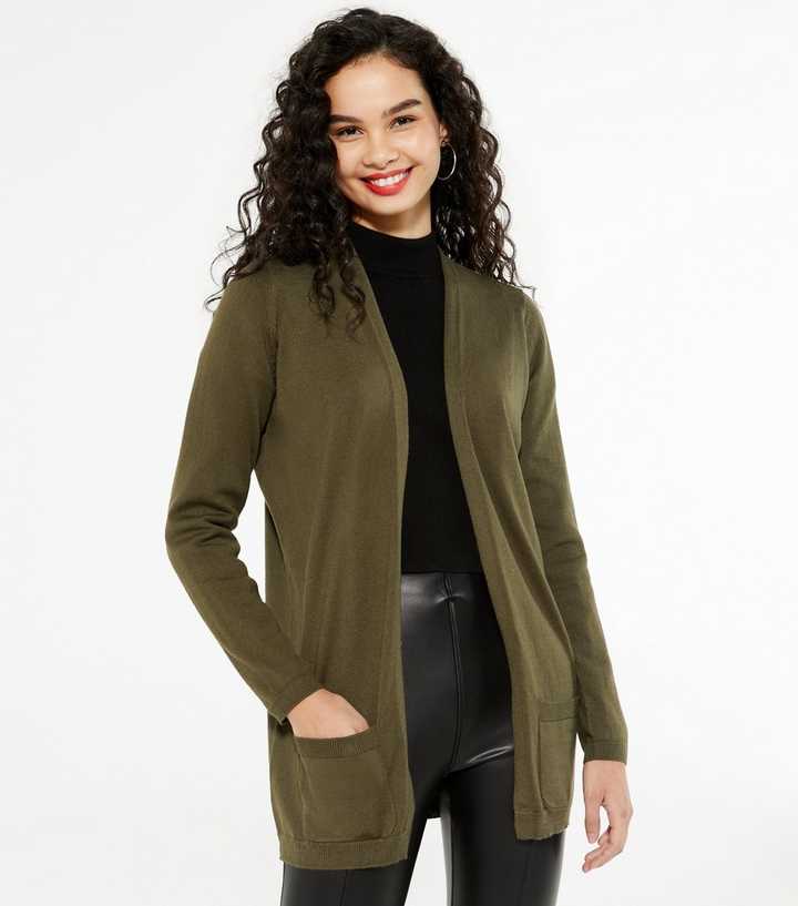 Olive Pocket Front Cardigan | New Look