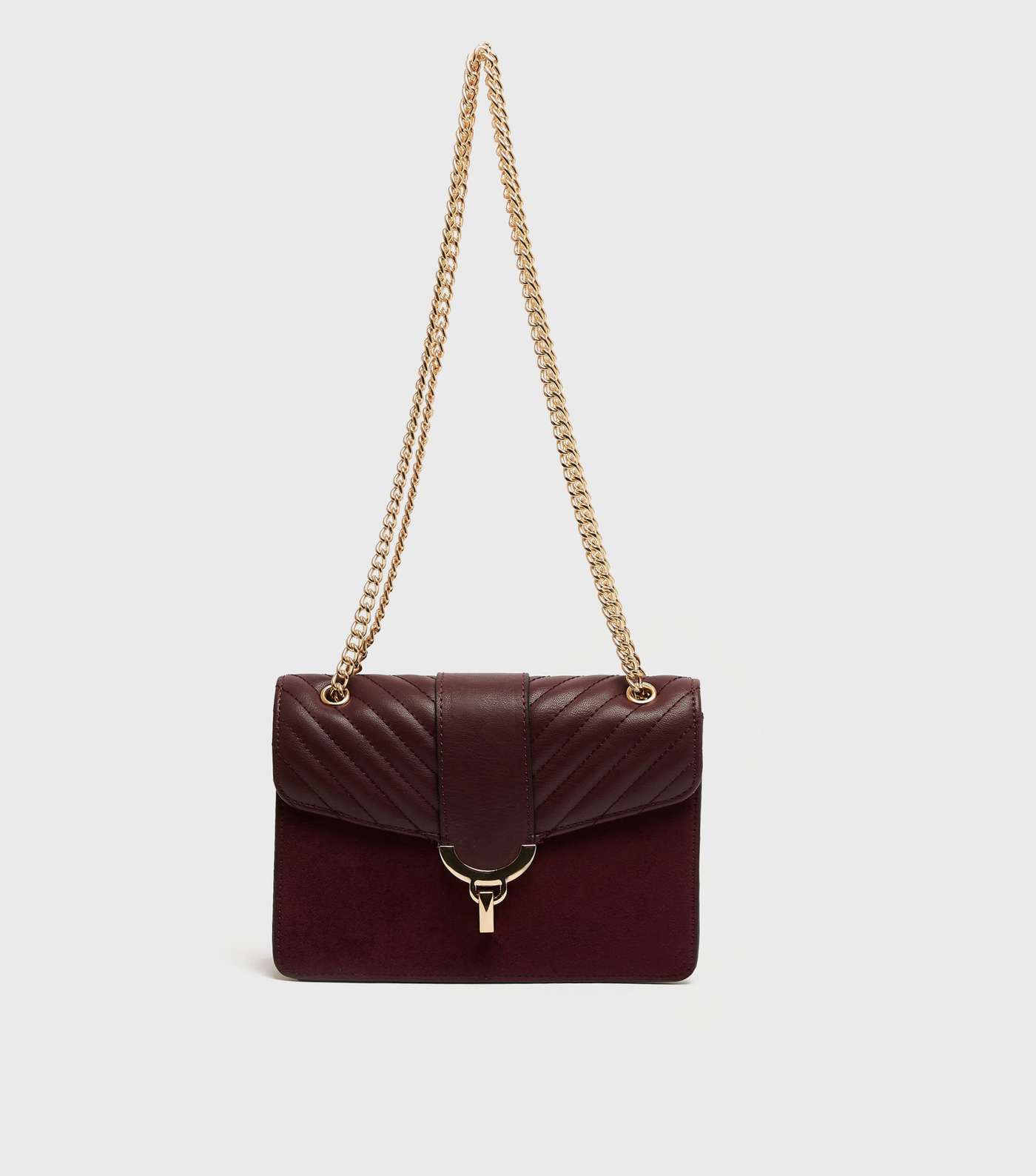 Burgundy Quilted Panel Chain Shoulder Bag Image 2