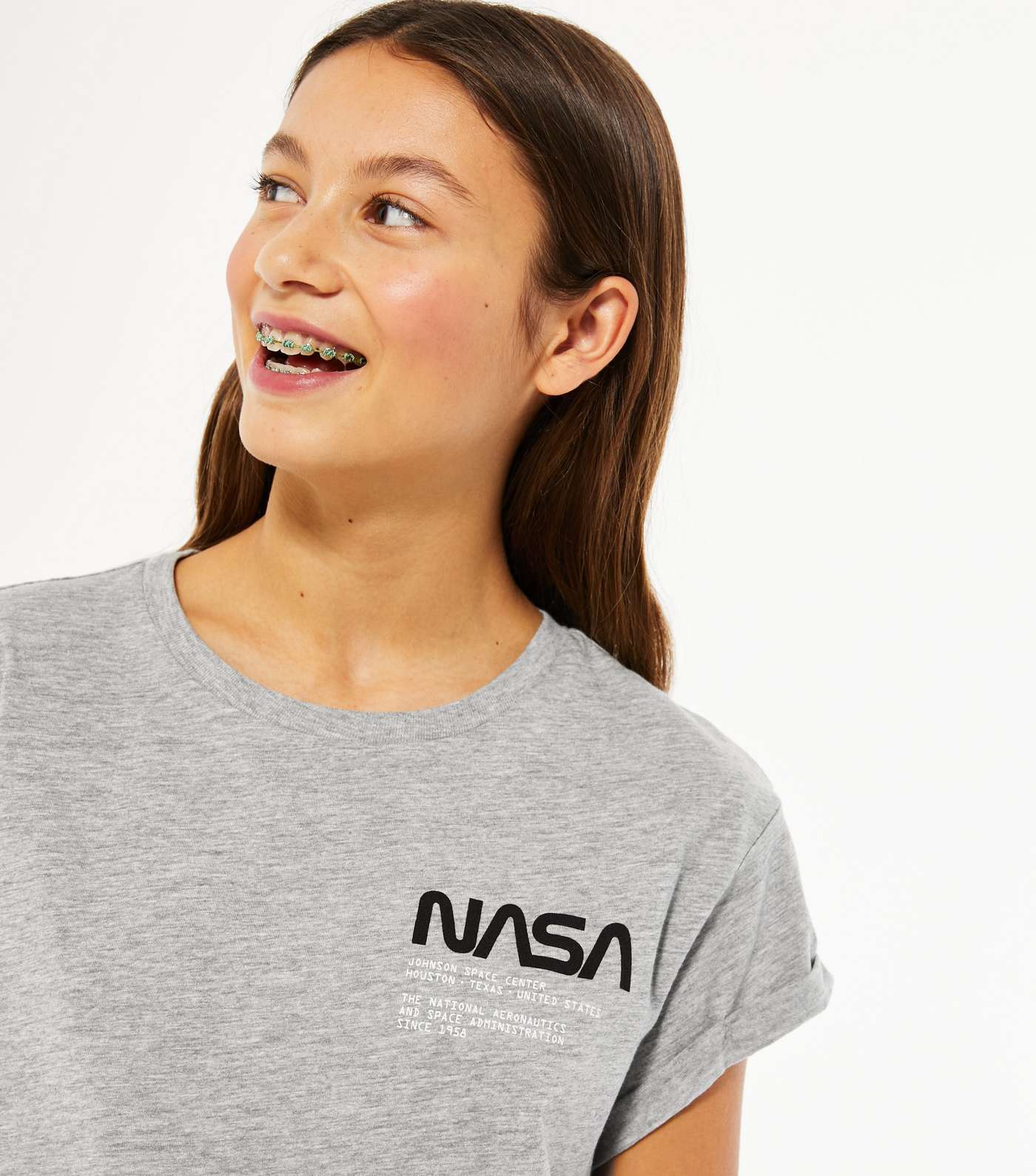 Girls Grey NASA Logo T-Shirt Image 4