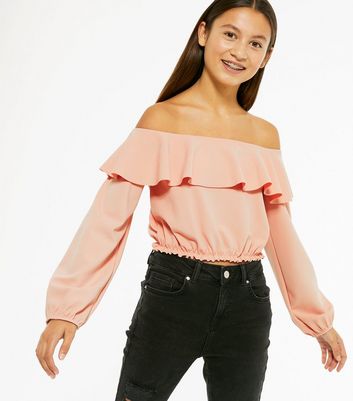 Pink long best sale sleeve ruffle top