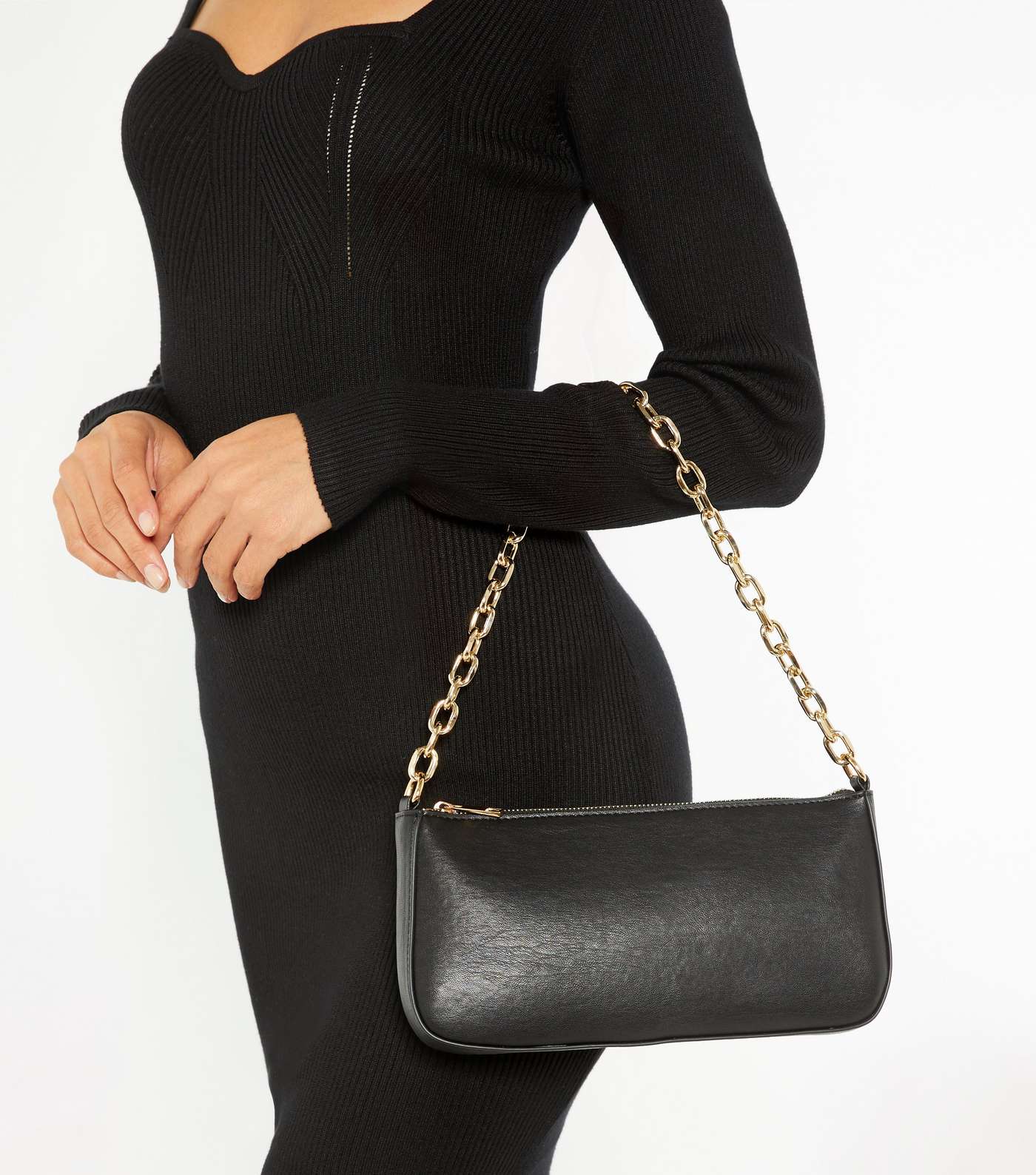 Black Chunky Chain Shoulder Bag Image 2