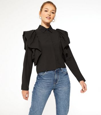 ruffle puff sleeve blouse