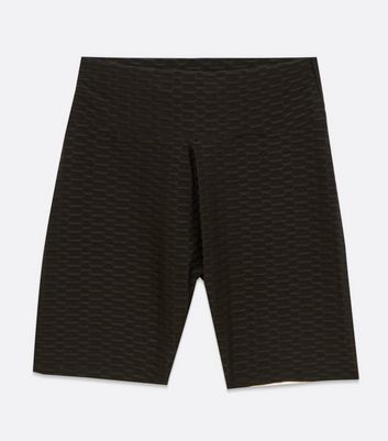 Image of Cameo Rose Black Textured Cycling Shorts New Look