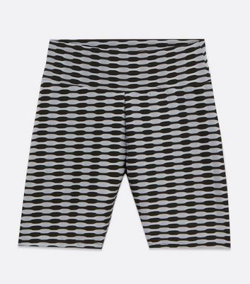 Image of Cameo Rose Black Geometric Sports Cycling Shorts New Look
