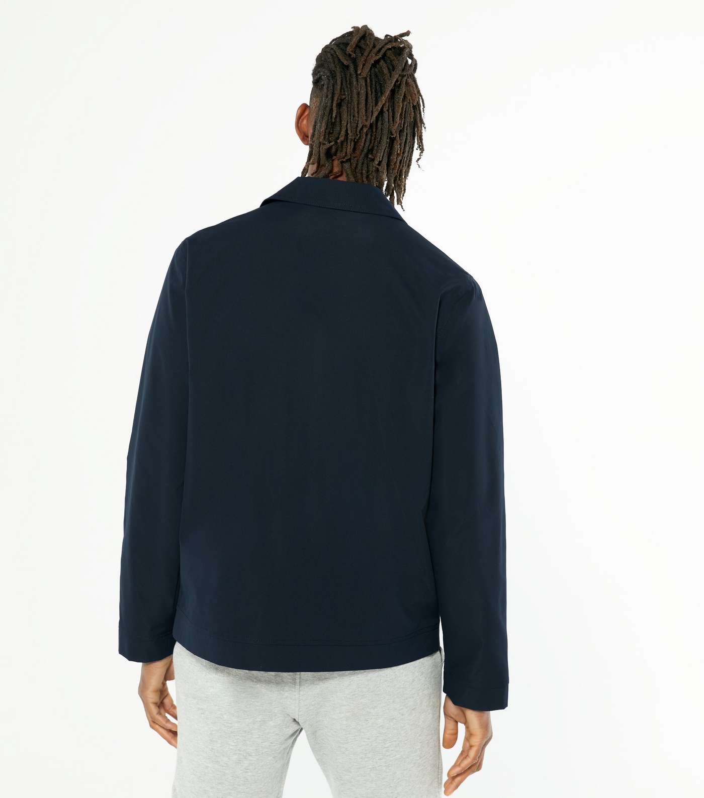 Navy Collared Button Up Lightweight Shacket Image 4