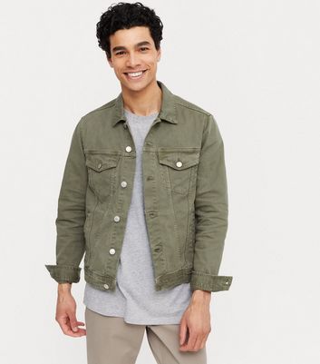 Khaki mens denim sales jacket