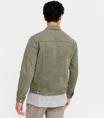 new look khaki denim jacket