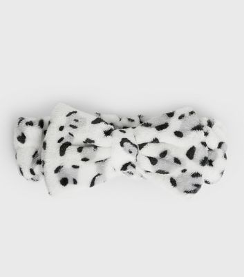 Damen Accessoires White Fluffy Animal Print Bow Beauty Band