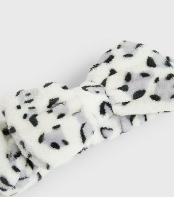 Damen Accessoires White Fluffy Animal Print Bow Beauty Band