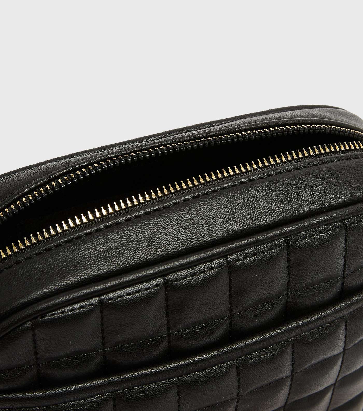 Black Leather-Look Quilted Camera Bag Image 3