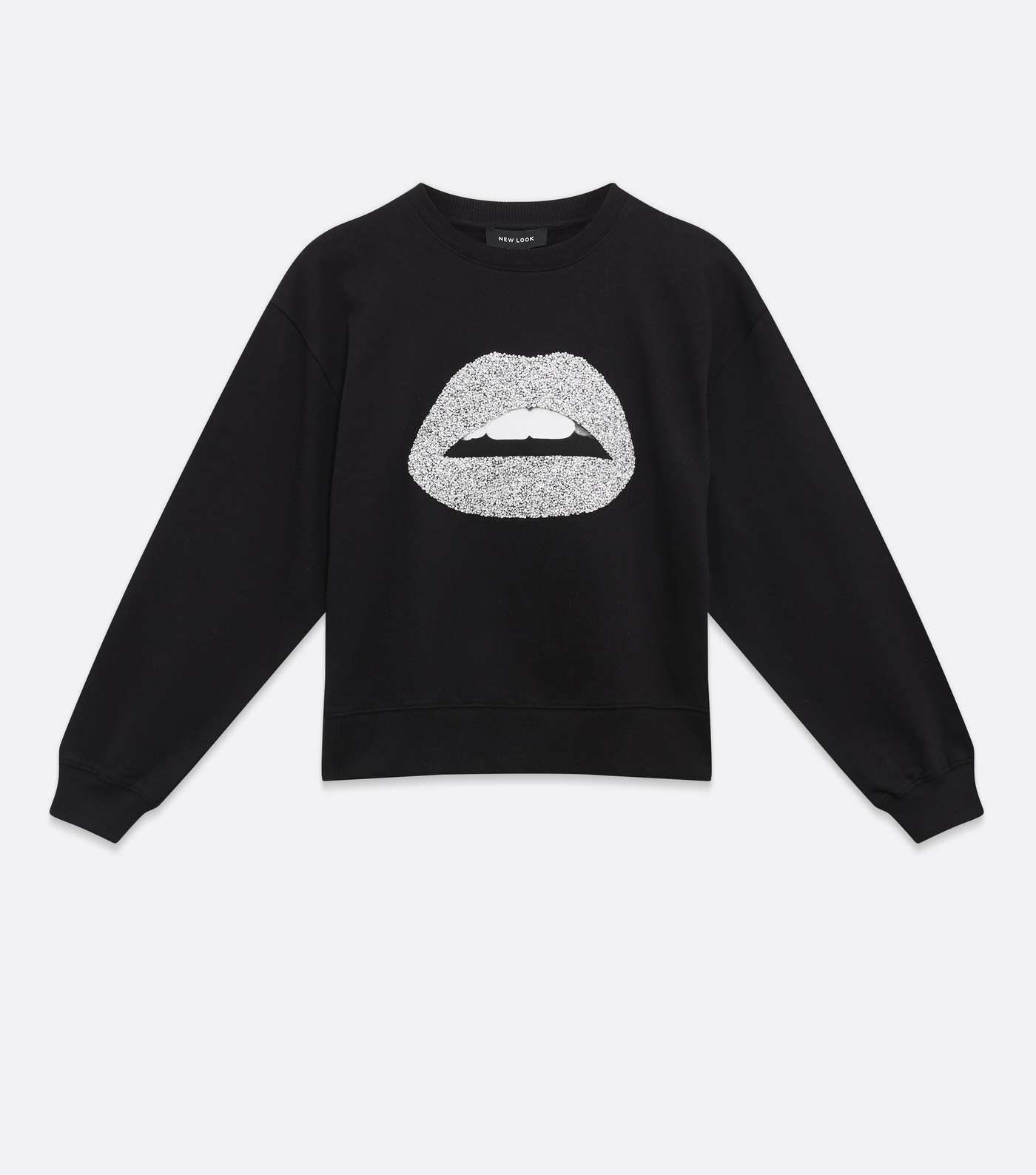 Black Embellished Lips Logo Sweatshirt Image 5