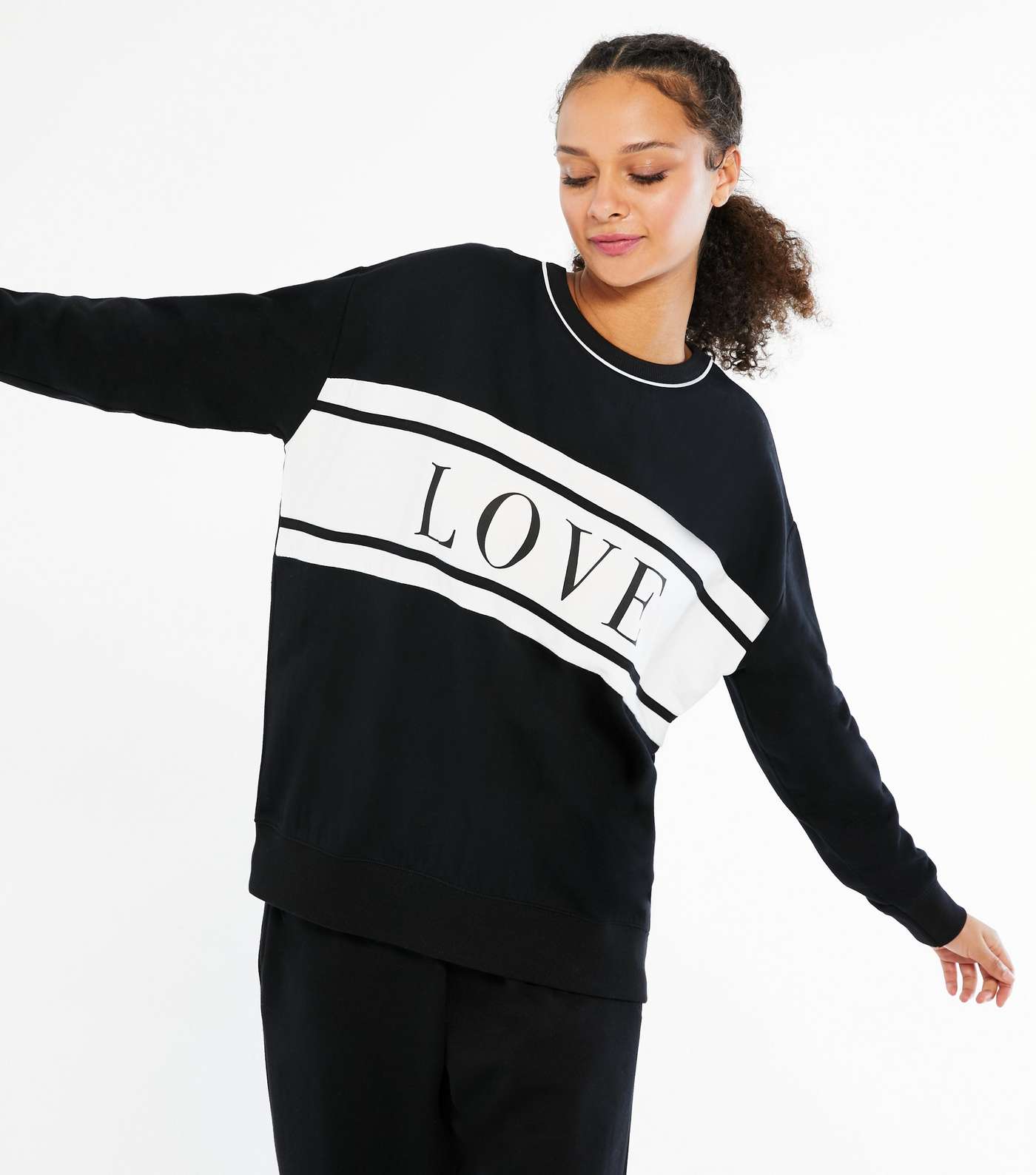 Black Colour Block Love Logo Sweatshirt