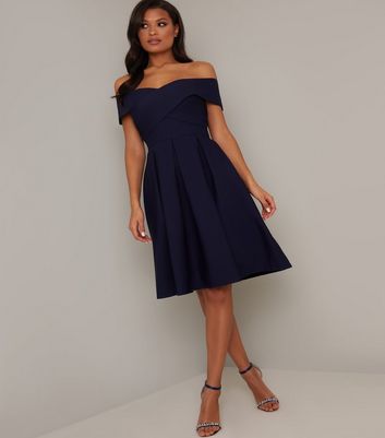 navy bardot dress