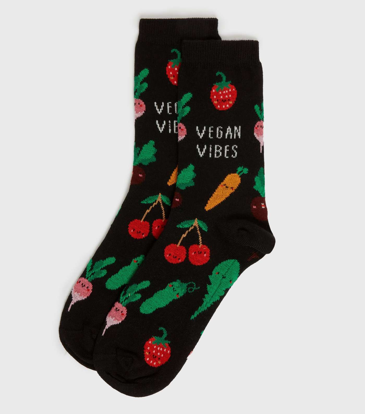Black Fruit and Vegetables Vegan Vibes Socks