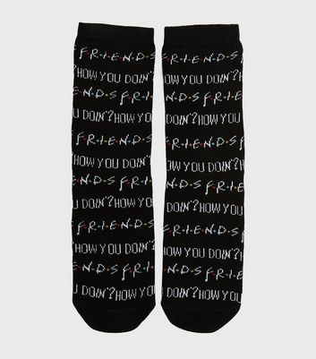 Image of Black How You Doin Friends Logo Socks New Look