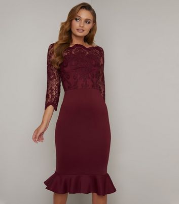 burgundy lace dress