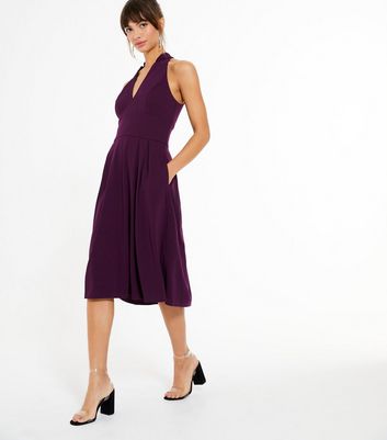 dark purple sleeveless dress