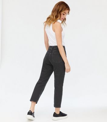 petite black straight leg jeans