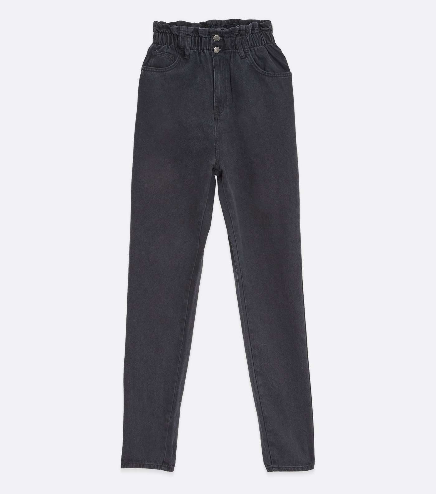 Tall Black Elasticated High Waist Tori Mom Jeans Image 5
