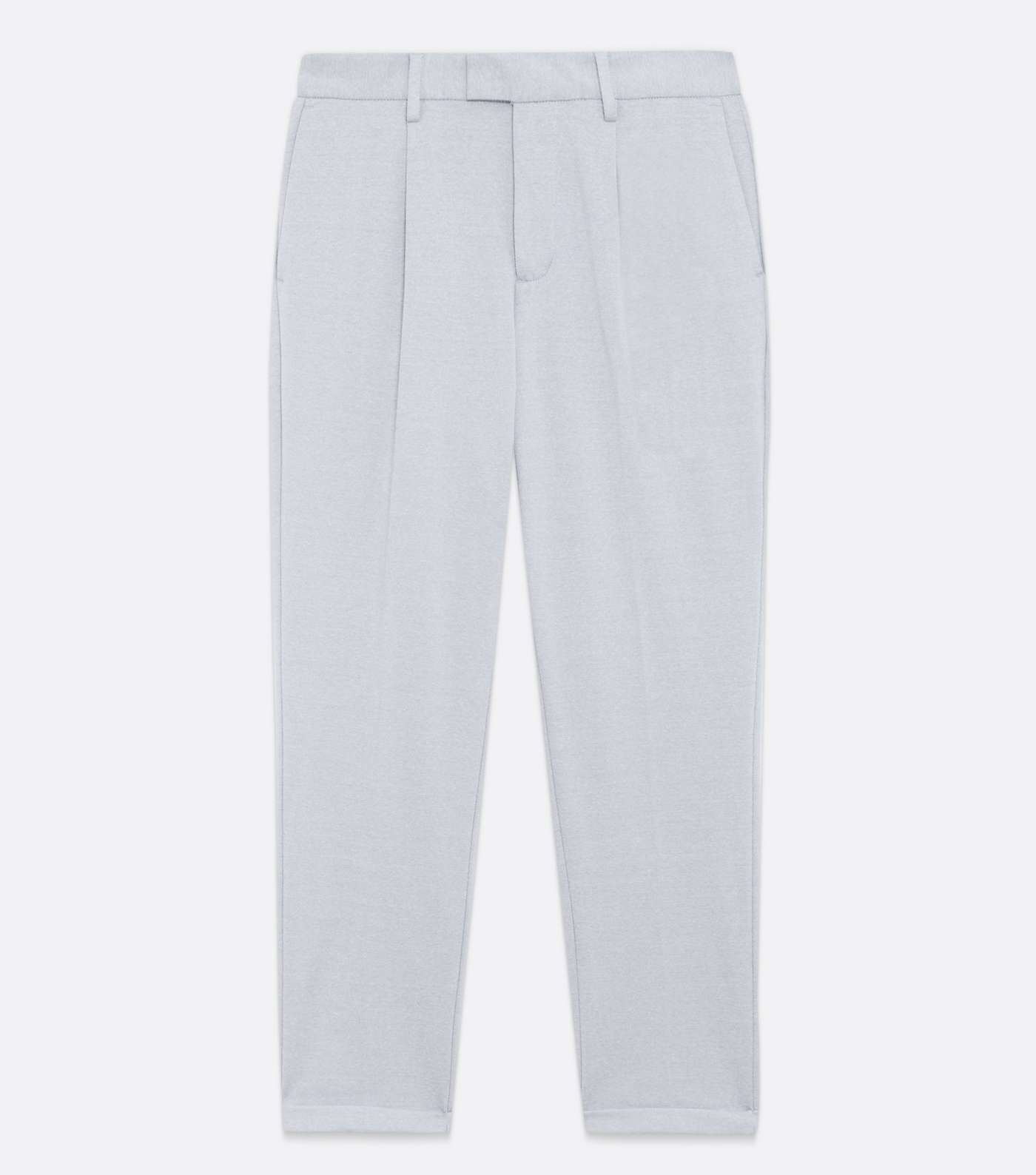 Pale Grey Cuffed Slim Fit Trousers Image 5