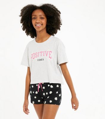 Girls Light Grey Daisy Positive Logo 