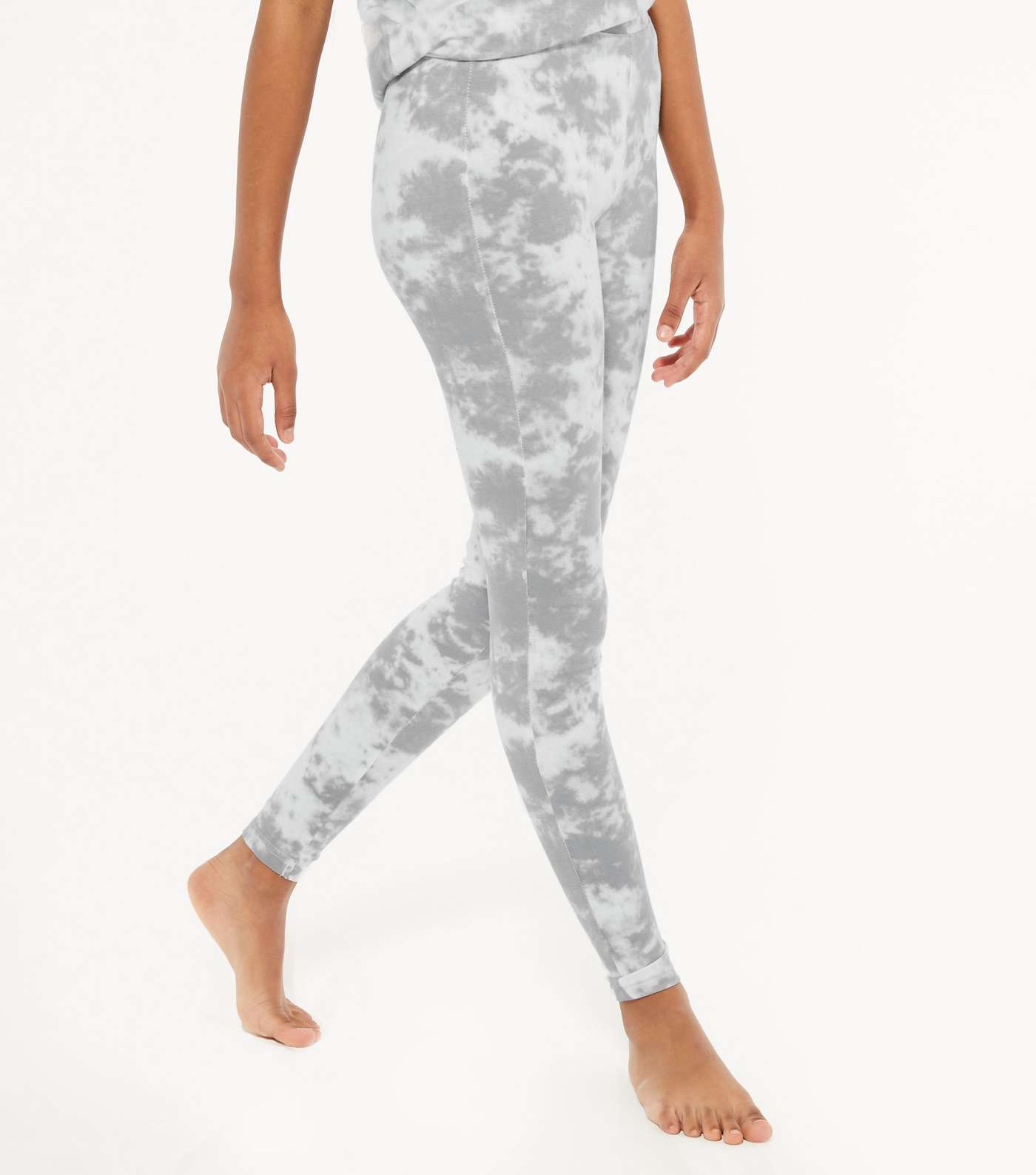 Girls Light Grey Tie Dye Dreamer Logo Legging Pyjama Set  Image 3