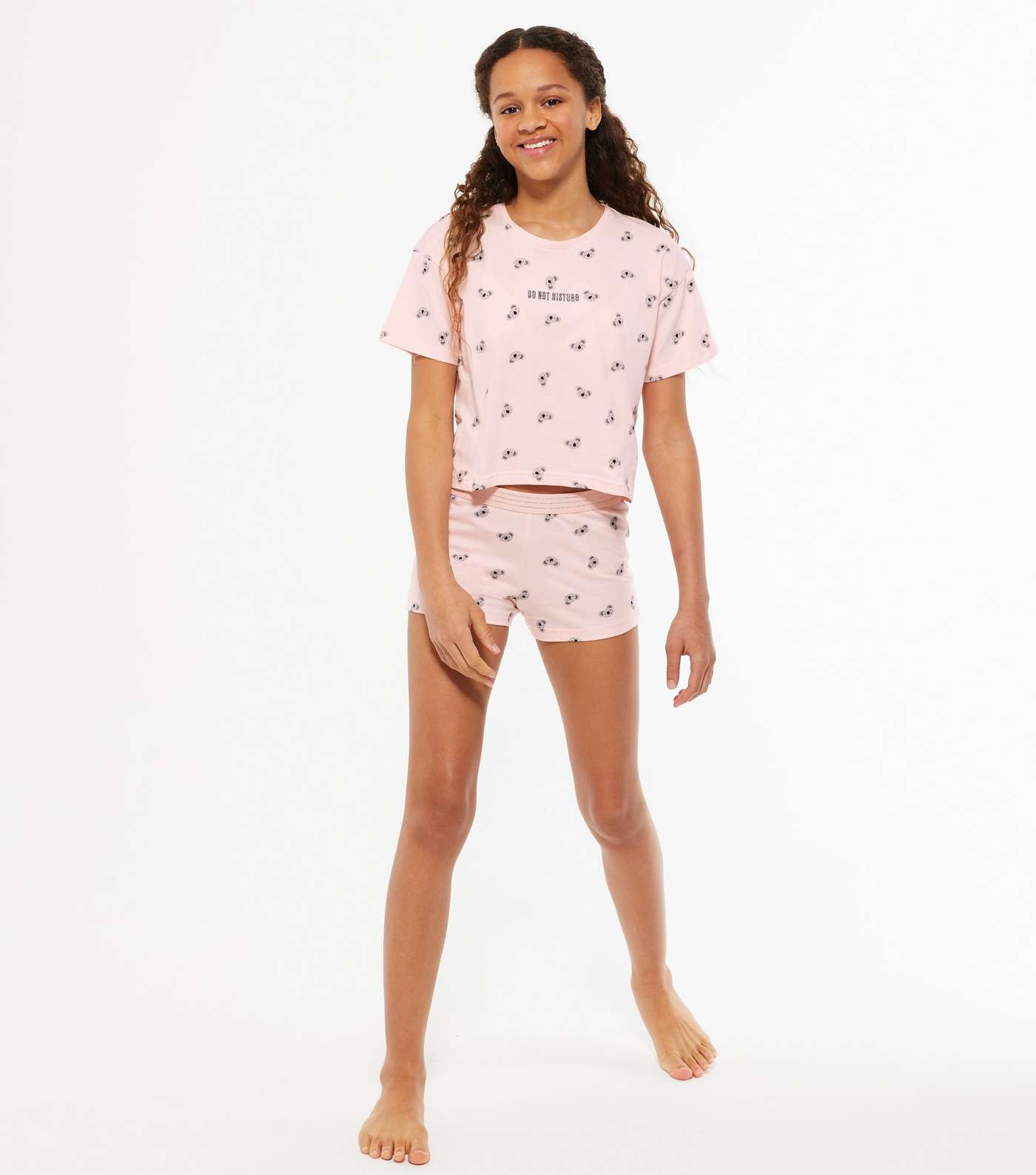 Girls Pale Pink Koala Logo Short Pyjama Set