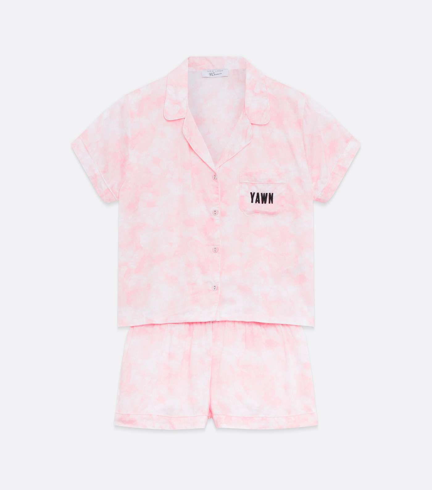 Girls Pink Tie Dye Yawn Logo Revere Short Pyjama Set Image 5