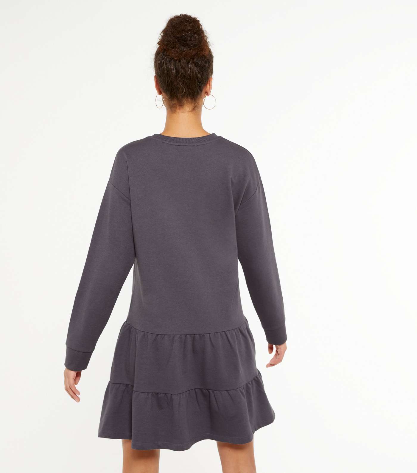Dark Grey Tiered Hem Sweatshirt Dress  Image 3