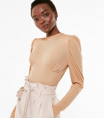 nude ruched bodysuit