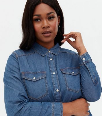 NEW LOOK Womens Sleeveless Denim Shirt Dress UK 16 Large Blue Cotton |  Vintage & Second-Hand Clothing Online | Thrift Shop
