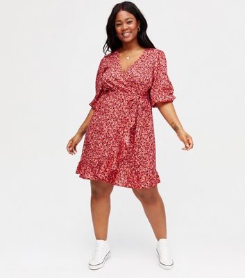 Ruffle hem cheap wrap dress