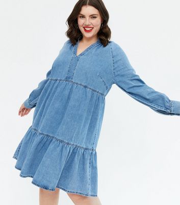 new look denim smock dress