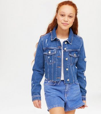 girls ripped denim jacket
