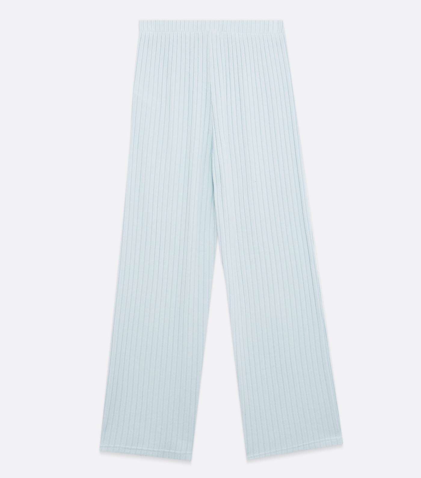 Pale Blue Cream Ribbed Wide Leg Lounge Trousers Image 5