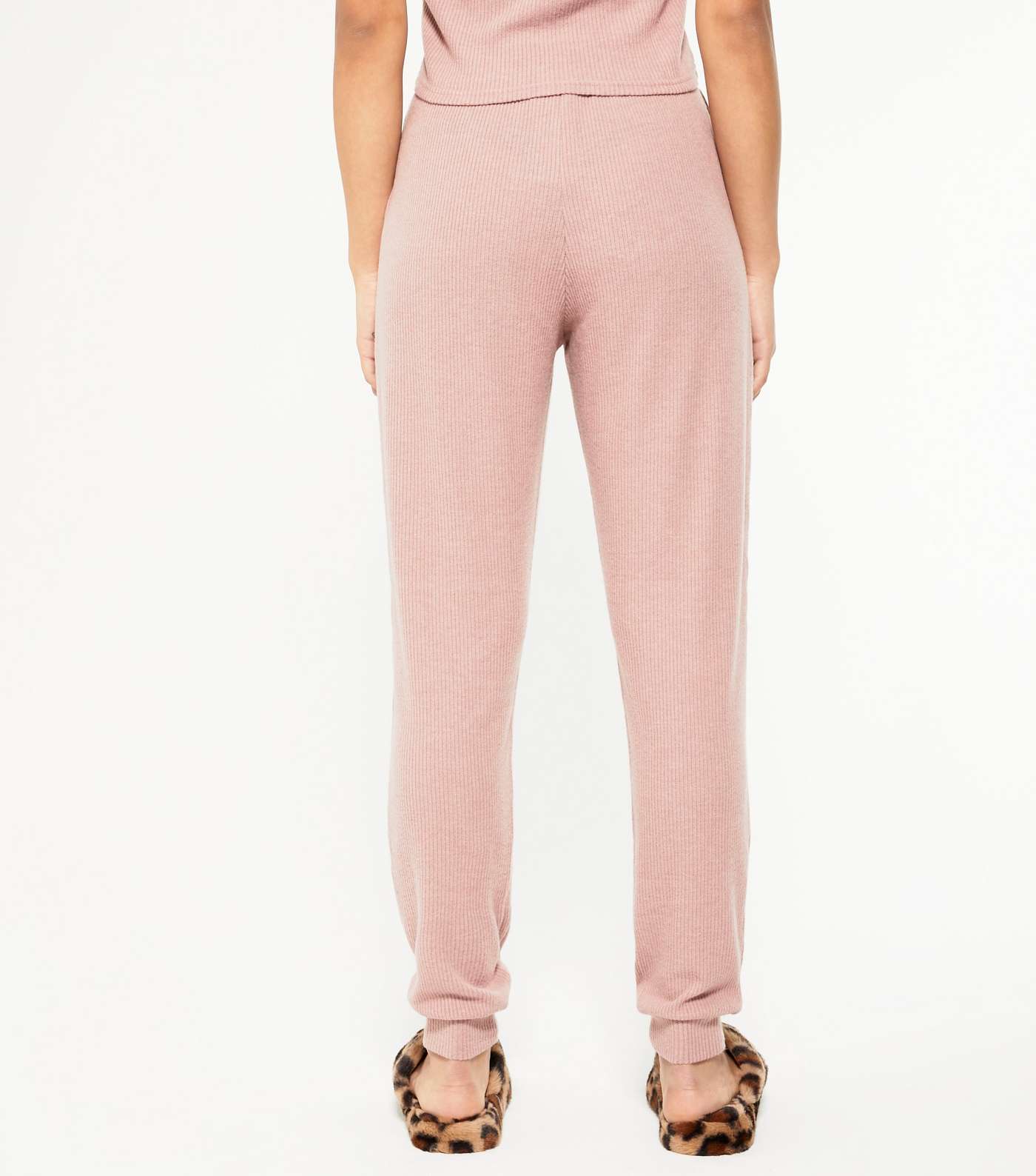 Mid Pink Ribbed Cuffed Lounge Joggers Image 3