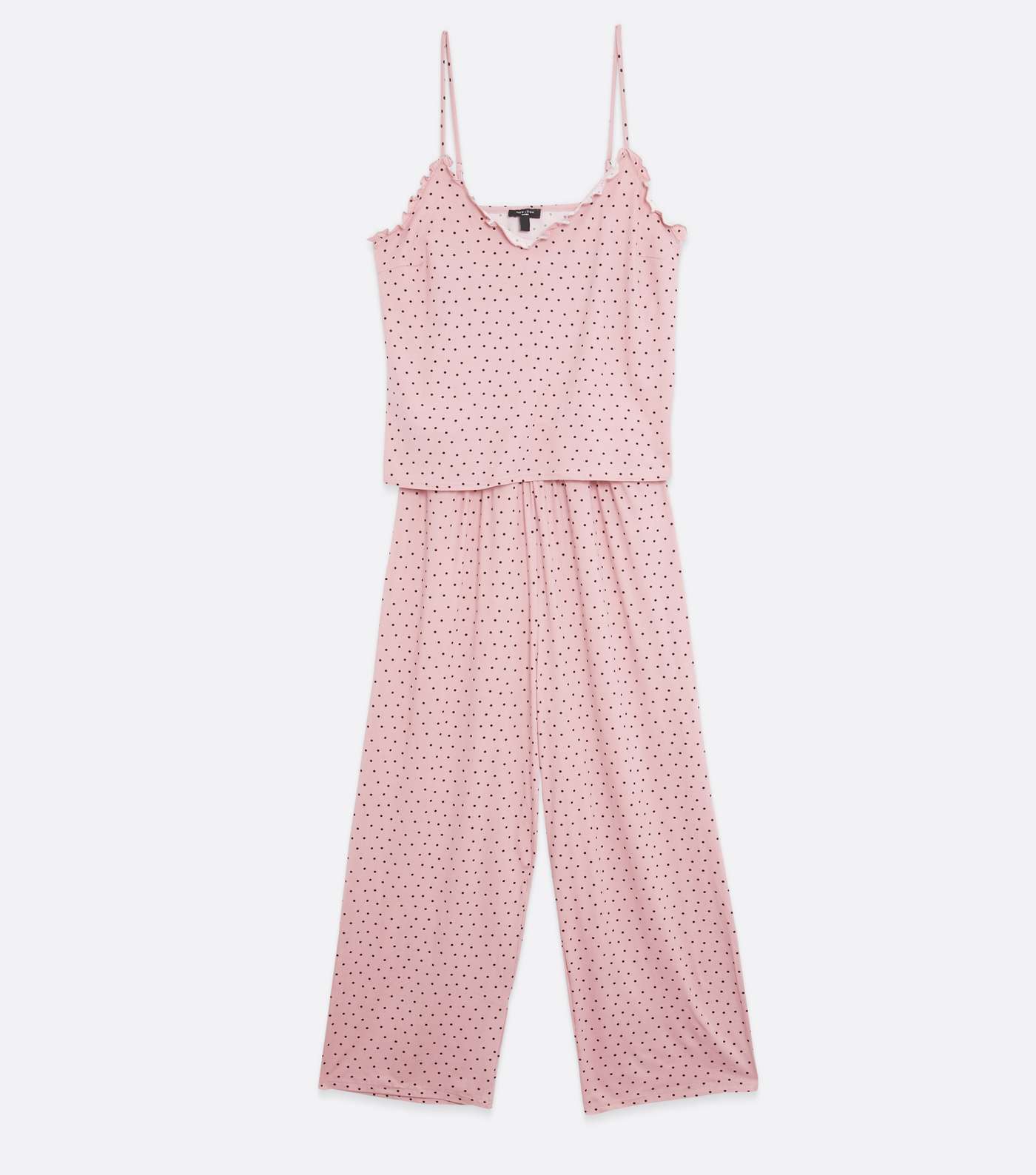 Curves Pink Spot Soft Touch Frill Trouser Pyjama Set Image 5