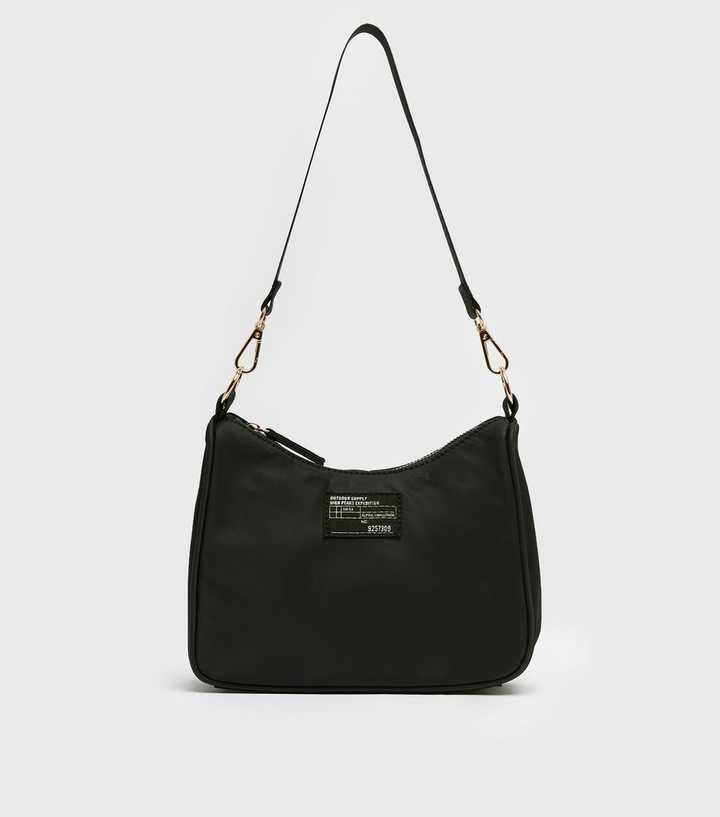 Black Tab Front Shoulder Bag 