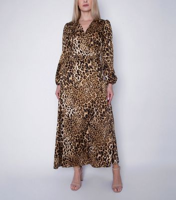 new look leopard print wrap dress