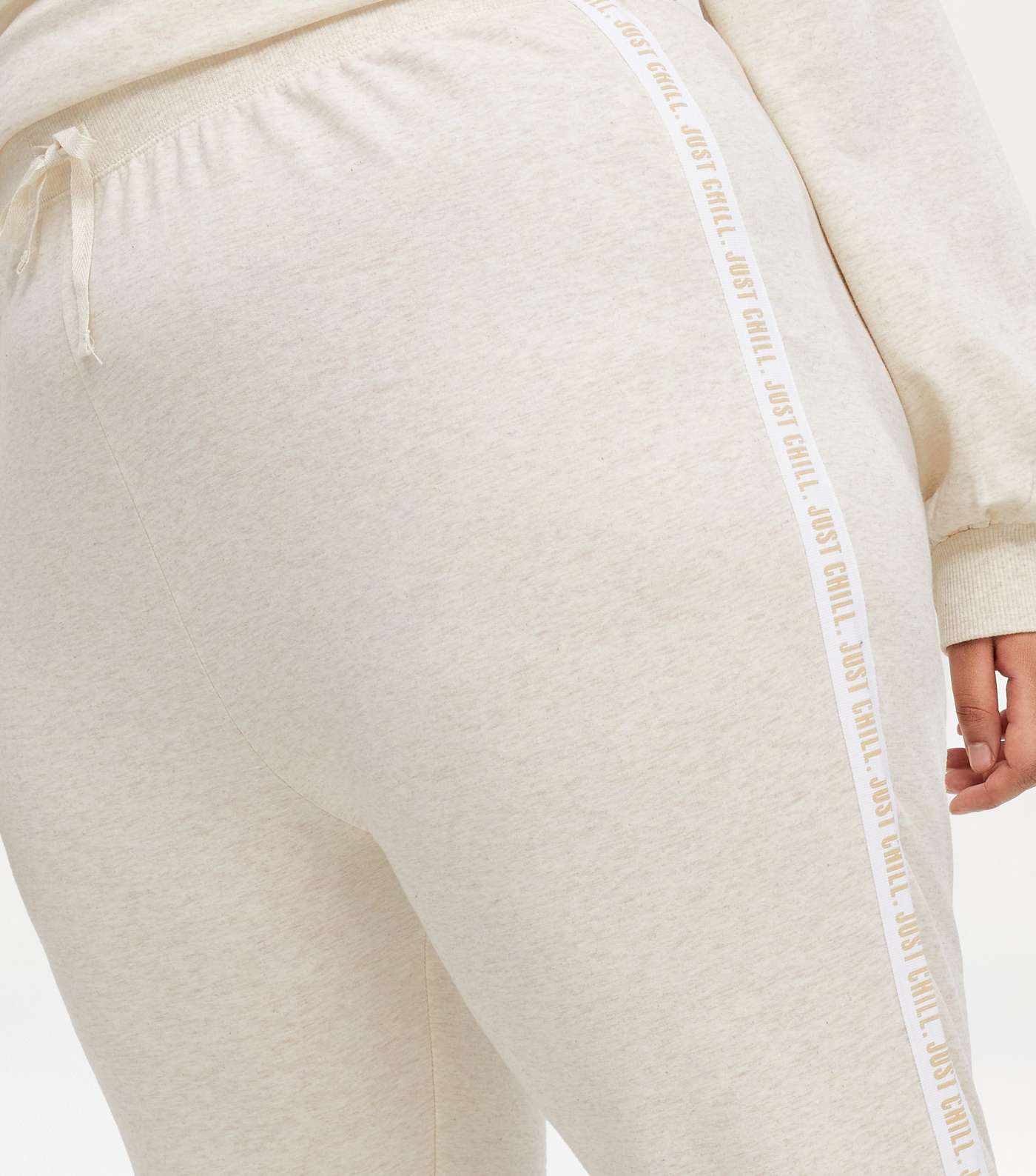 Curves Cream Just Chill Side Stripe Lounge Joggers Image 3