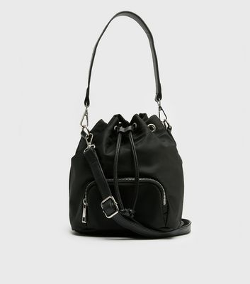 black mini bucket bag