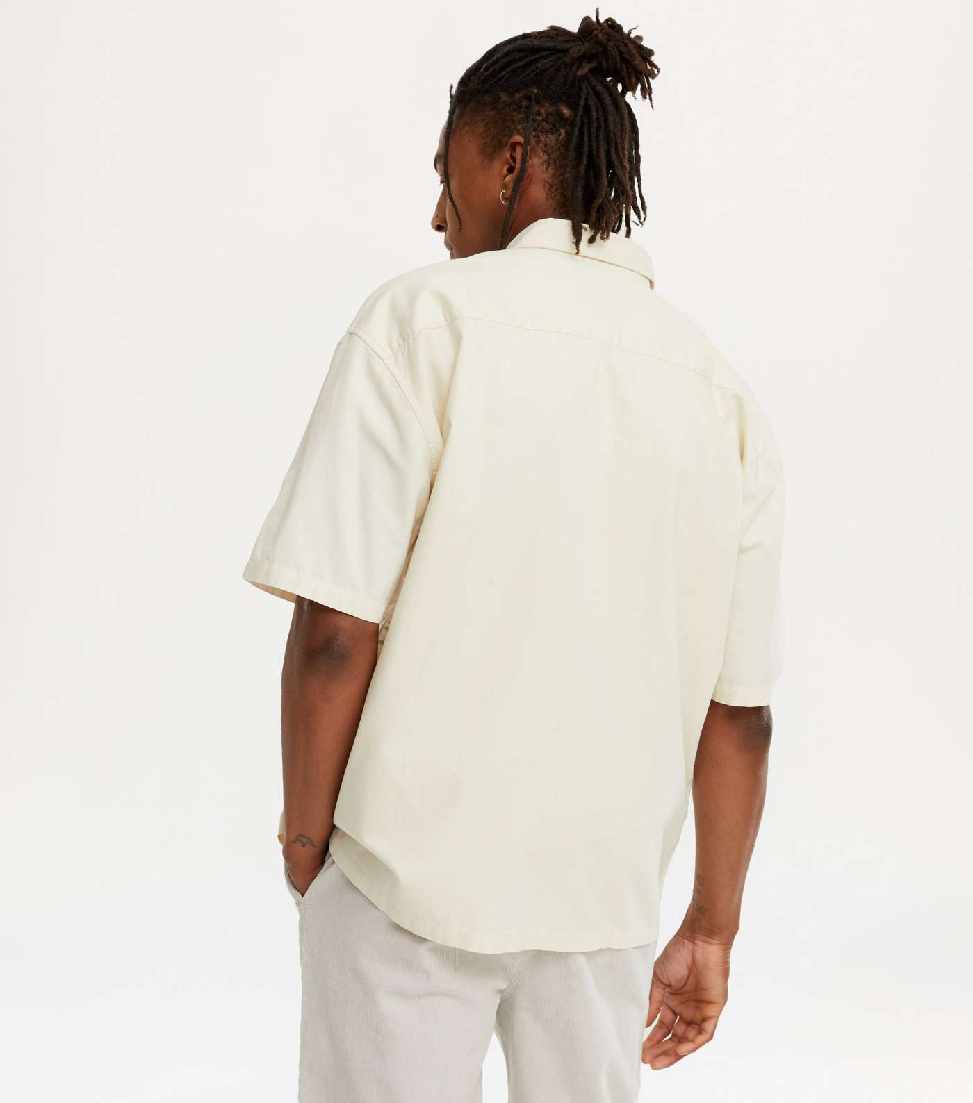 Off White Denim Short Sleeve Boxy Shirt Image 4