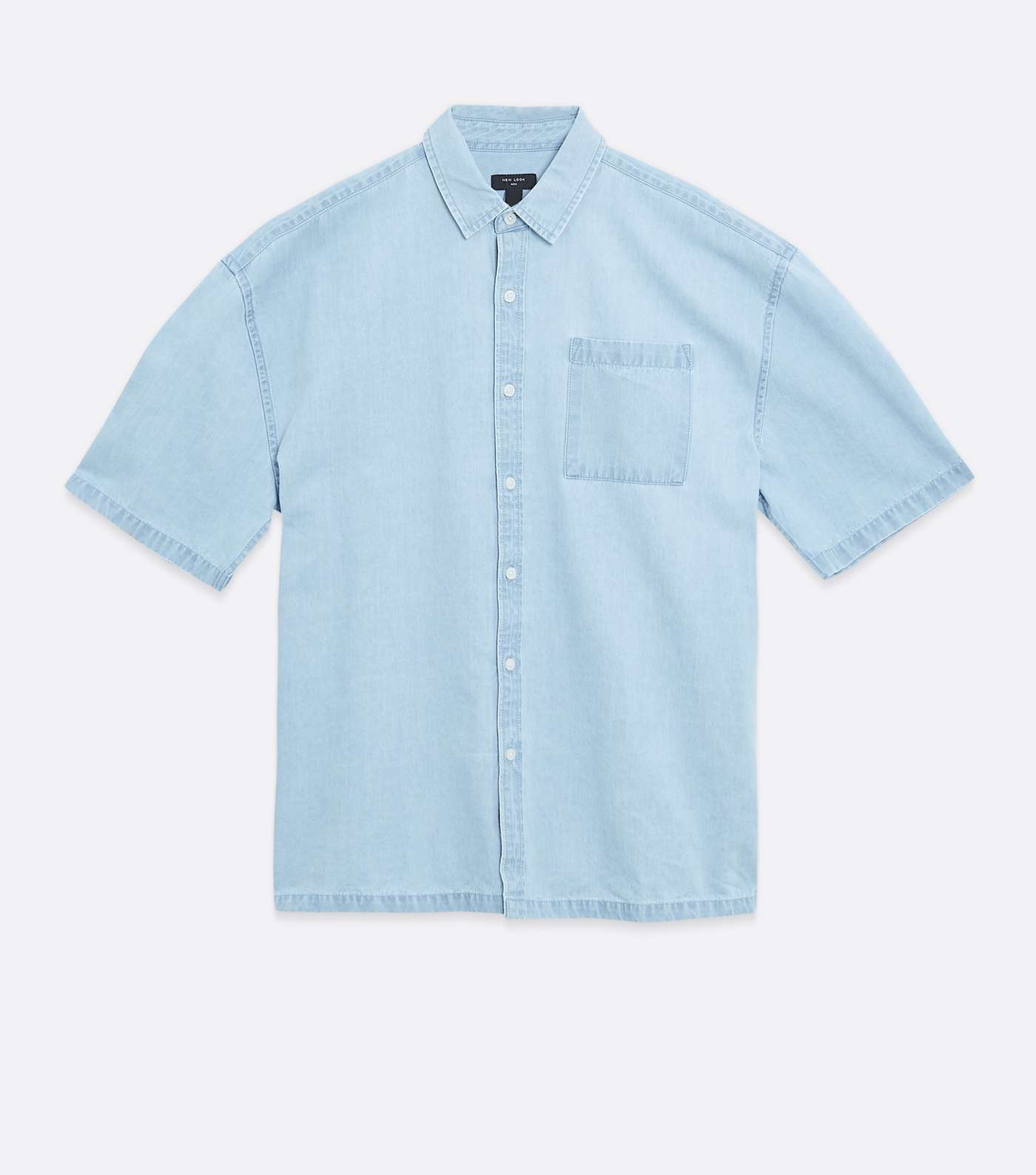 Pale Blue Denim Short Sleeve Boxy Shirt Image 5