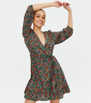 black wrap dress new look