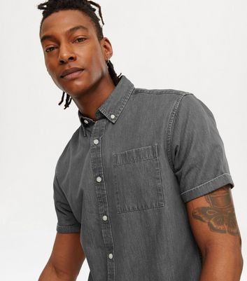 Grey Denim Short Sleeve Shirt | New Look
