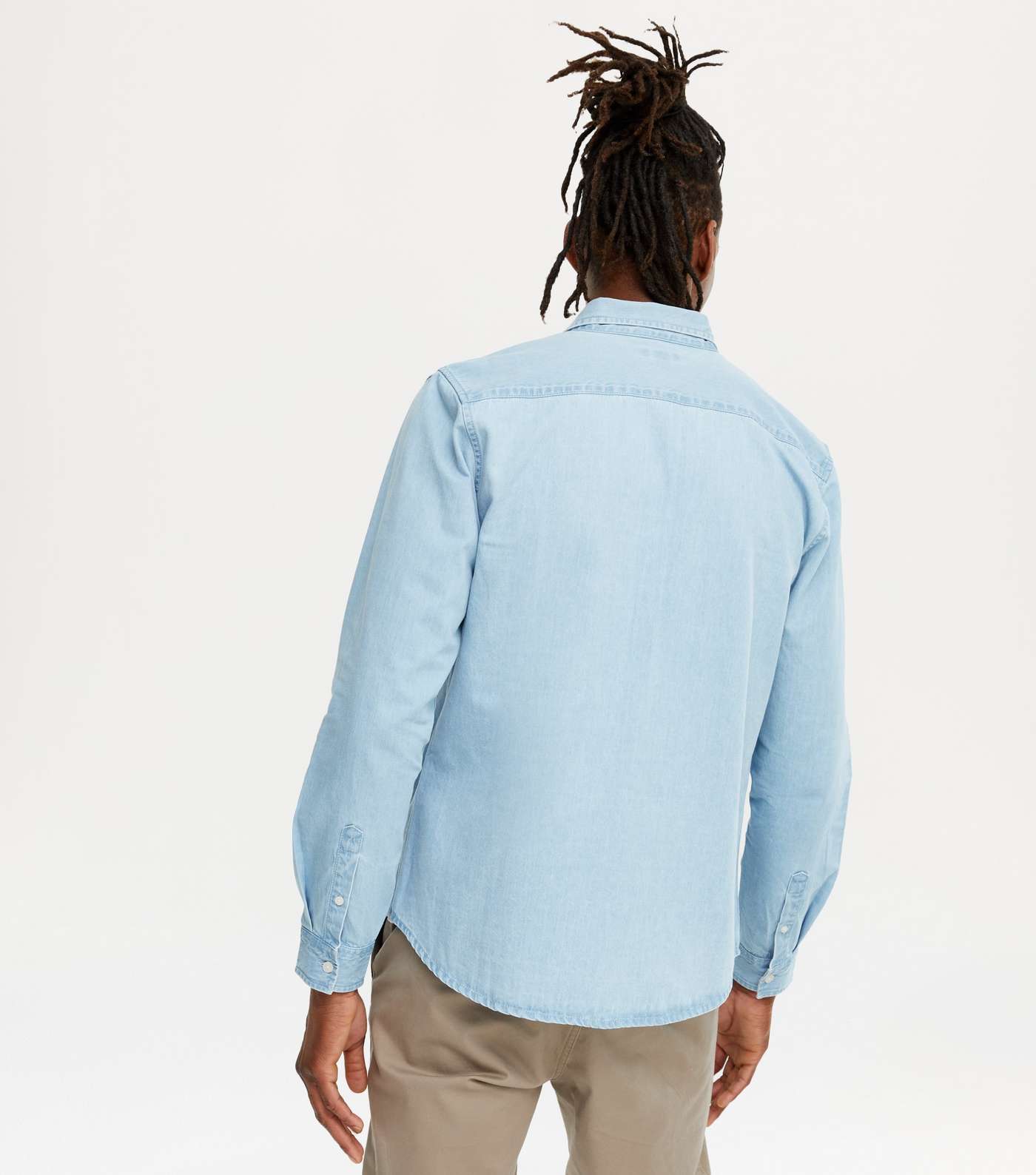 Pale Blue Denim Long Sleeve Shirt Image 4