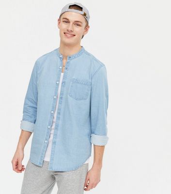 Pale Blue Denim Long Sleeve Grandad 