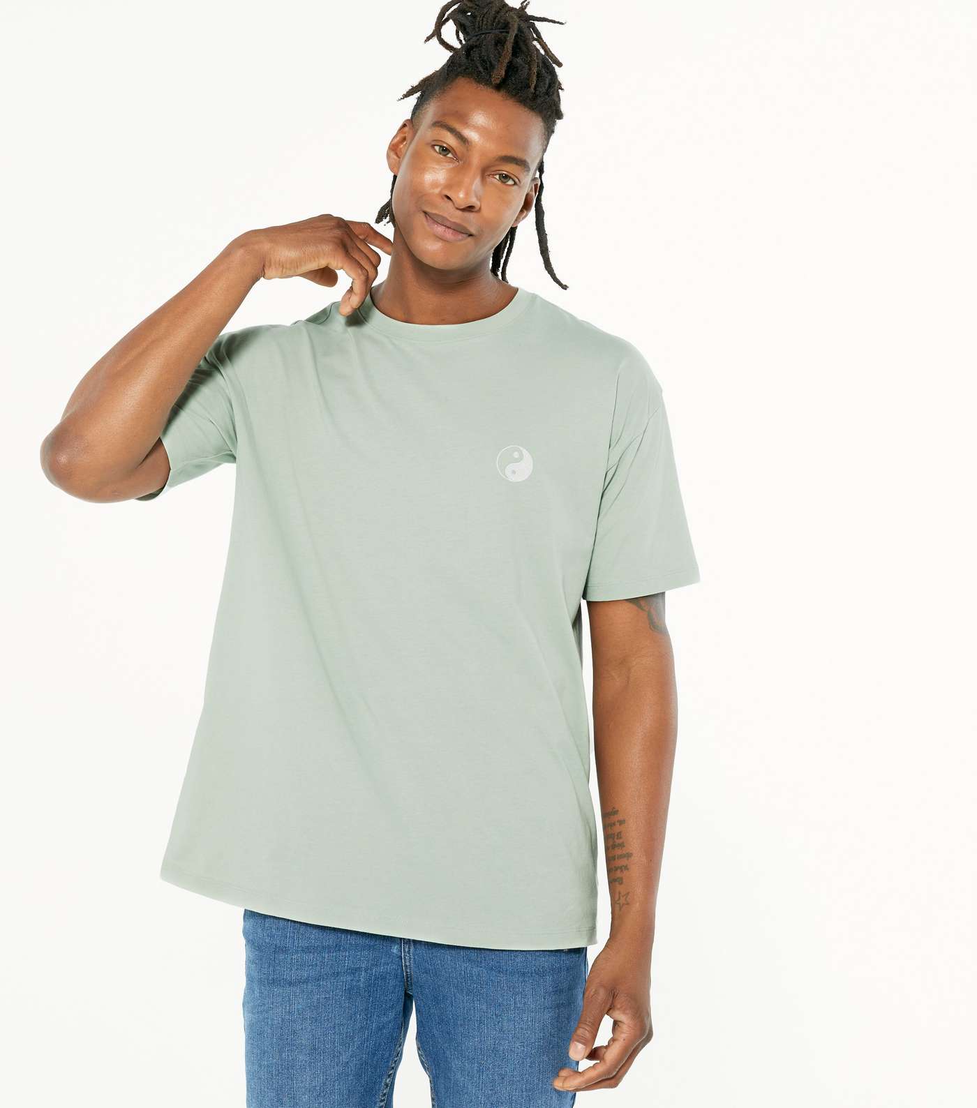 Light Green Yin and Yang Embroidered T-Shirt