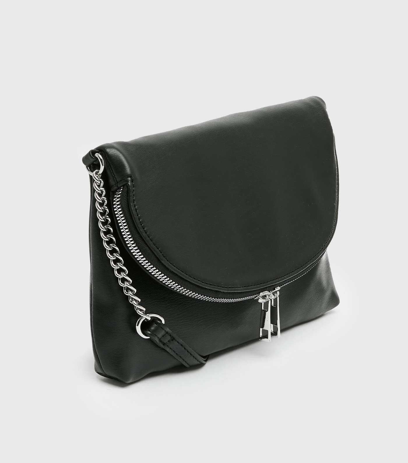 Black Leather-Look Folded Cross Body Bag Image 4