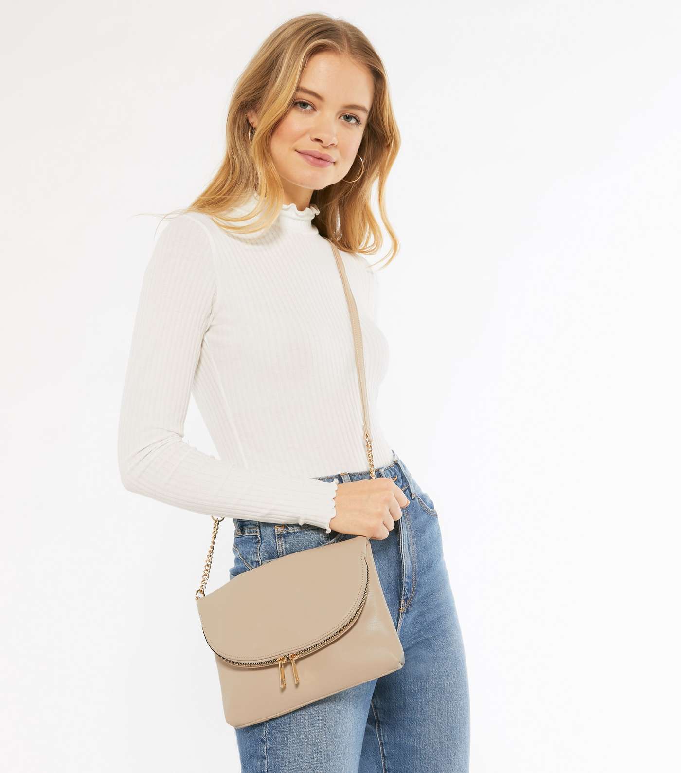 Pale Pink Leather-Look Folded Cross Body Bag Image 2